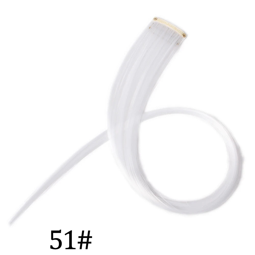 Synthetic Long Straight One Clip In Hair Extensions High Temperature Hairpieces Rainbow Colors Brown For White Women Chorliss