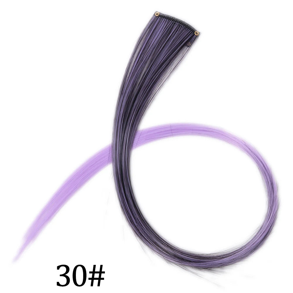 Synthetic Long Straight One Clip In Hair Extensions High Temperature Hairpieces Rainbow Colors Brown For White Women Chorliss