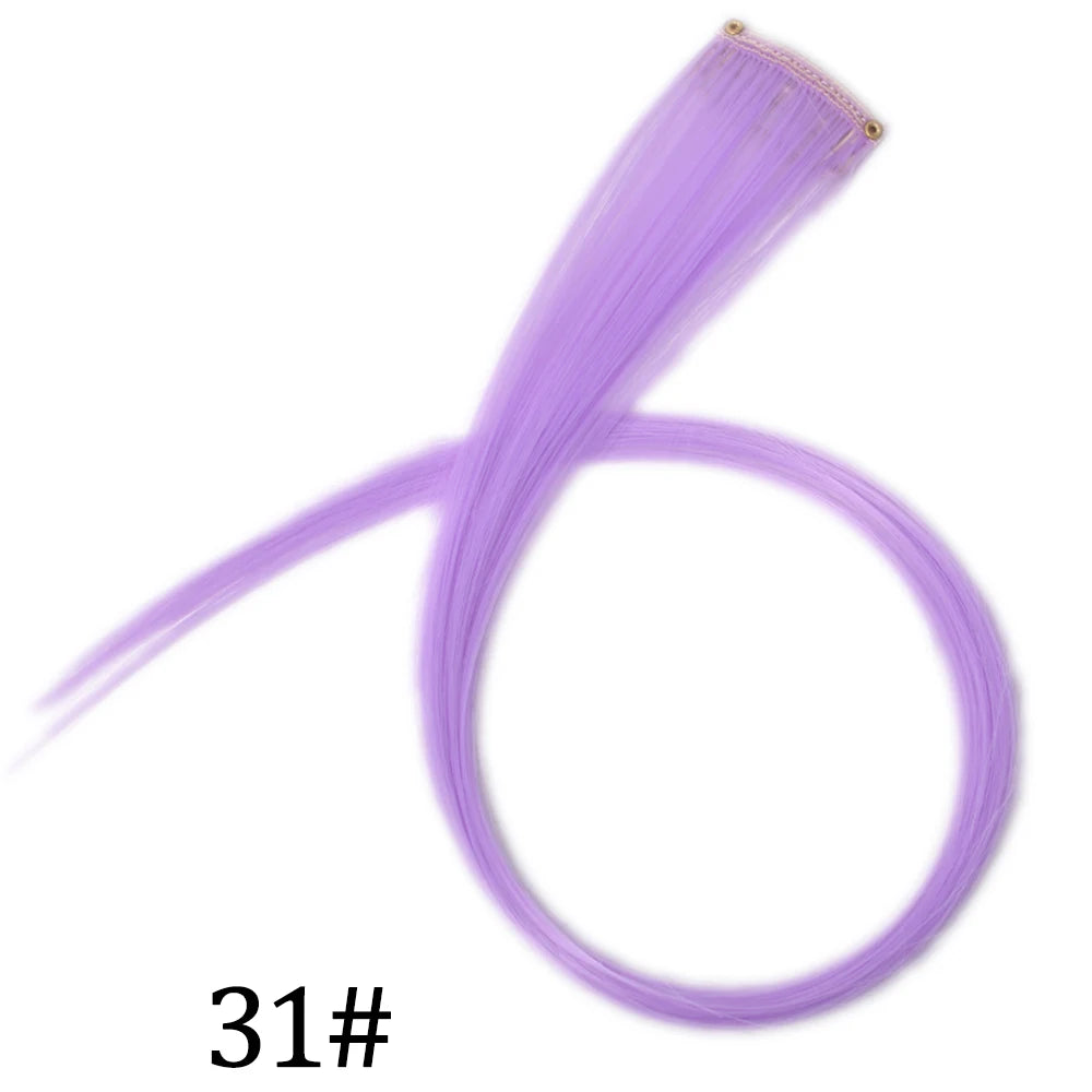 Synthetic Long Straight One Clip In Hair Extensions High Temperature Hairpieces Rainbow Colors Brown For White Women Chorliss