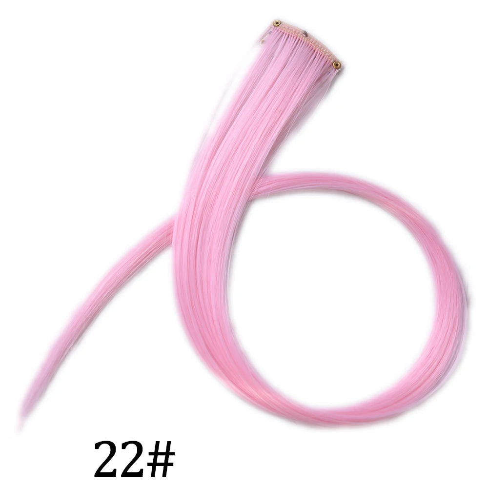 Synthetic Long Straight One Clip In Hair Extensions High Temperature Hairpieces Rainbow Colors Brown For White Women Chorliss