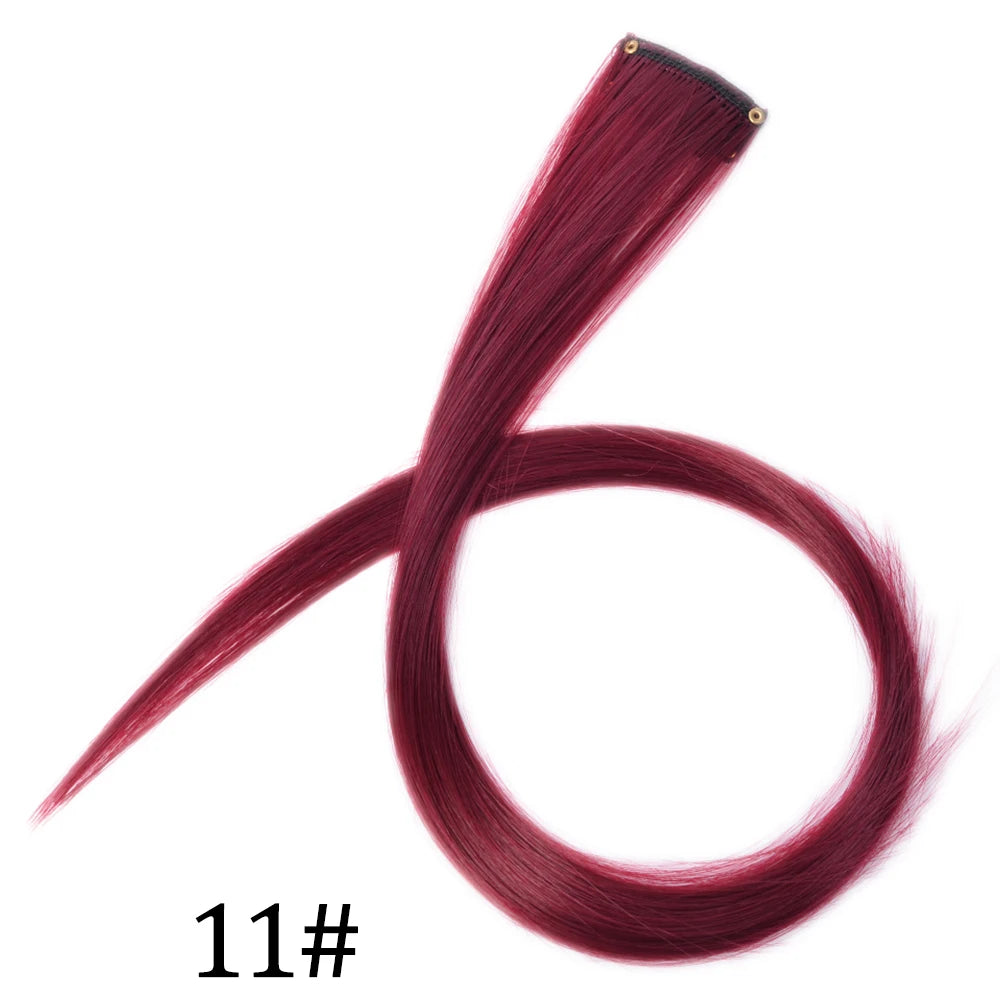 Synthetic Long Straight One Clip In Hair Extensions High Temperature Hairpieces Rainbow Colors Brown For White Women Chorliss