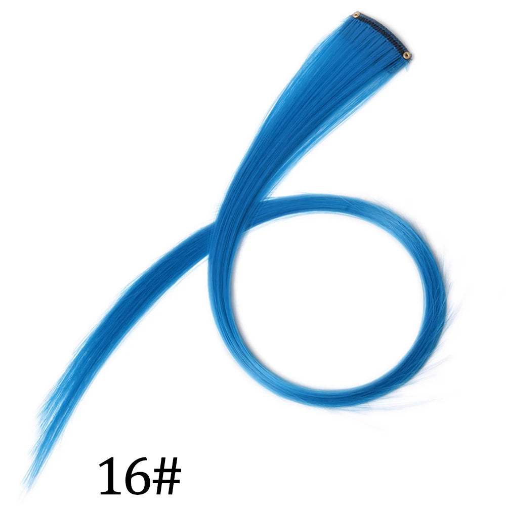 Synthetic Long Straight One Clip In Hair Extensions High Temperature Hairpieces Rainbow Colors Brown For White Women Chorliss