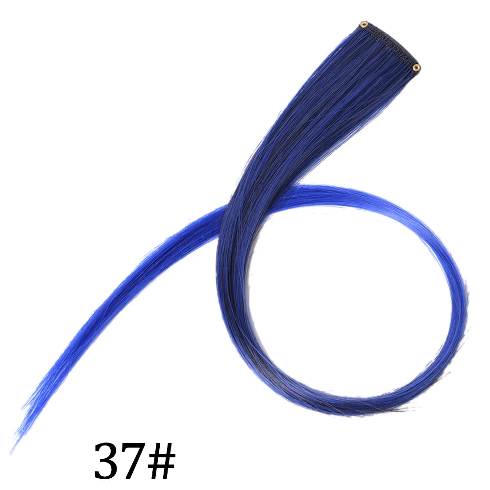 Synthetic Long Straight One Clip In Hair Extensions High Temperature Hairpieces Rainbow Colors Brown For White Women Chorliss