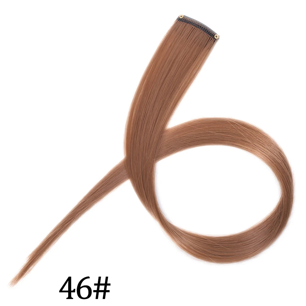 Synthetic Long Straight One Clip In Hair Extensions High Temperature Hairpieces Rainbow Colors Brown For White Women Chorliss