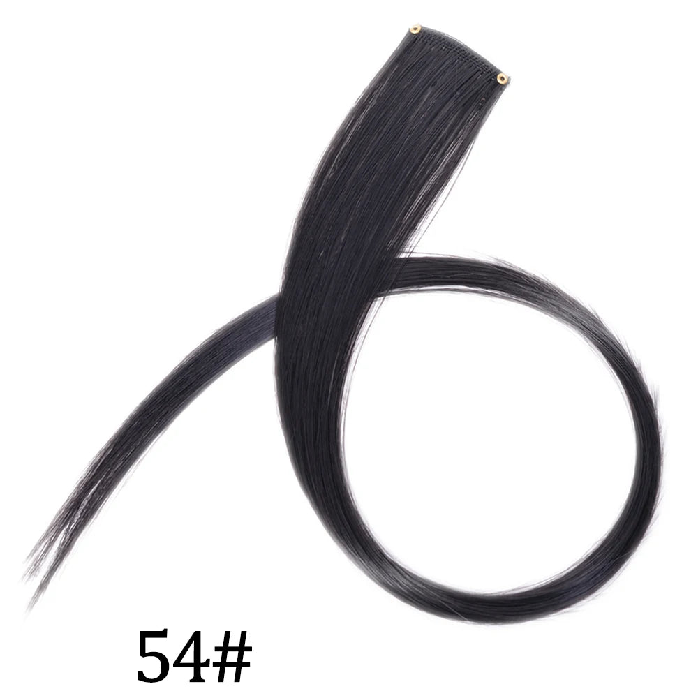 Synthetic Long Straight One Clip In Hair Extensions High Temperature Hairpieces Rainbow Colors Brown For White Women Chorliss