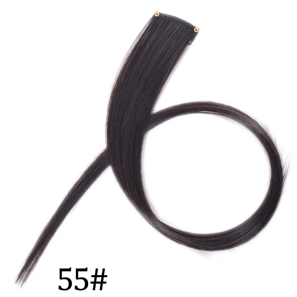 Synthetic Long Straight One Clip In Hair Extensions High Temperature Hairpieces Rainbow Colors Brown For White Women Chorliss