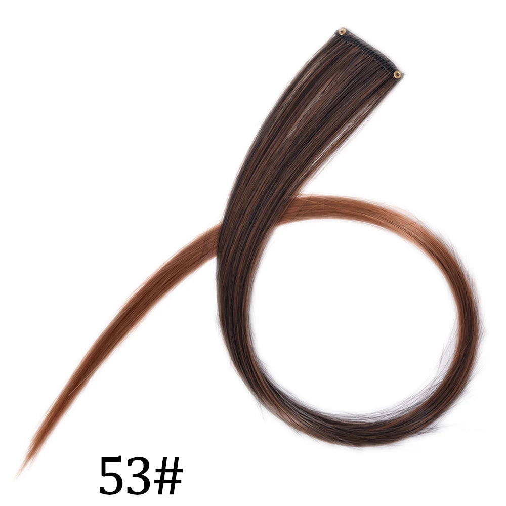Synthetic Long Straight One Clip In Hair Extensions High Temperature Hairpieces Rainbow Colors Brown For White Women Chorliss