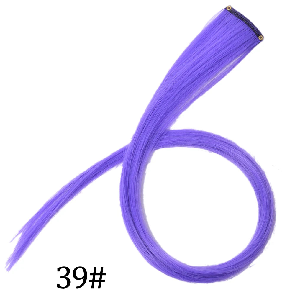 Synthetic Long Straight One Clip In Hair Extensions High Temperature Hairpieces Rainbow Colors Brown For White Women Chorliss