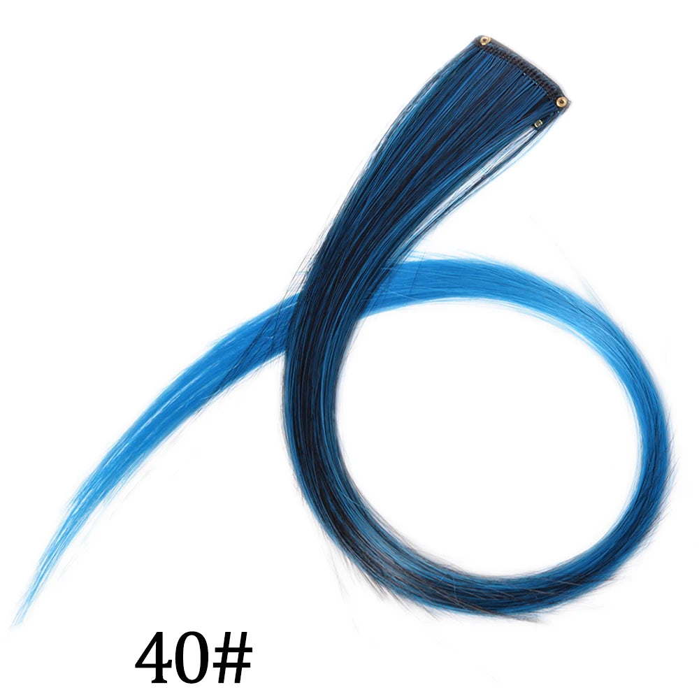 Synthetic Long Straight One Clip In Hair Extensions High Temperature Hairpieces Rainbow Colors Brown For White Women Chorliss