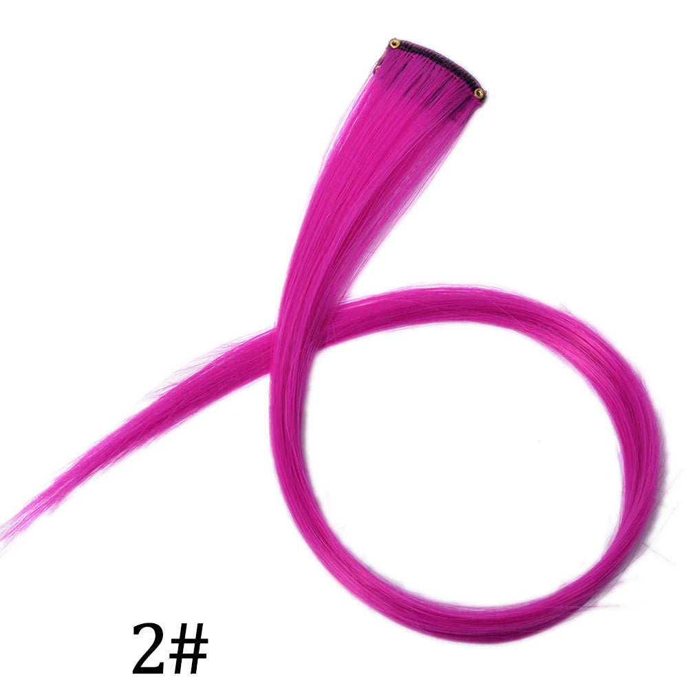 Synthetic Long Straight One Clip In Hair Extensions High Temperature Hairpieces Rainbow Colors Brown For White Women Chorliss