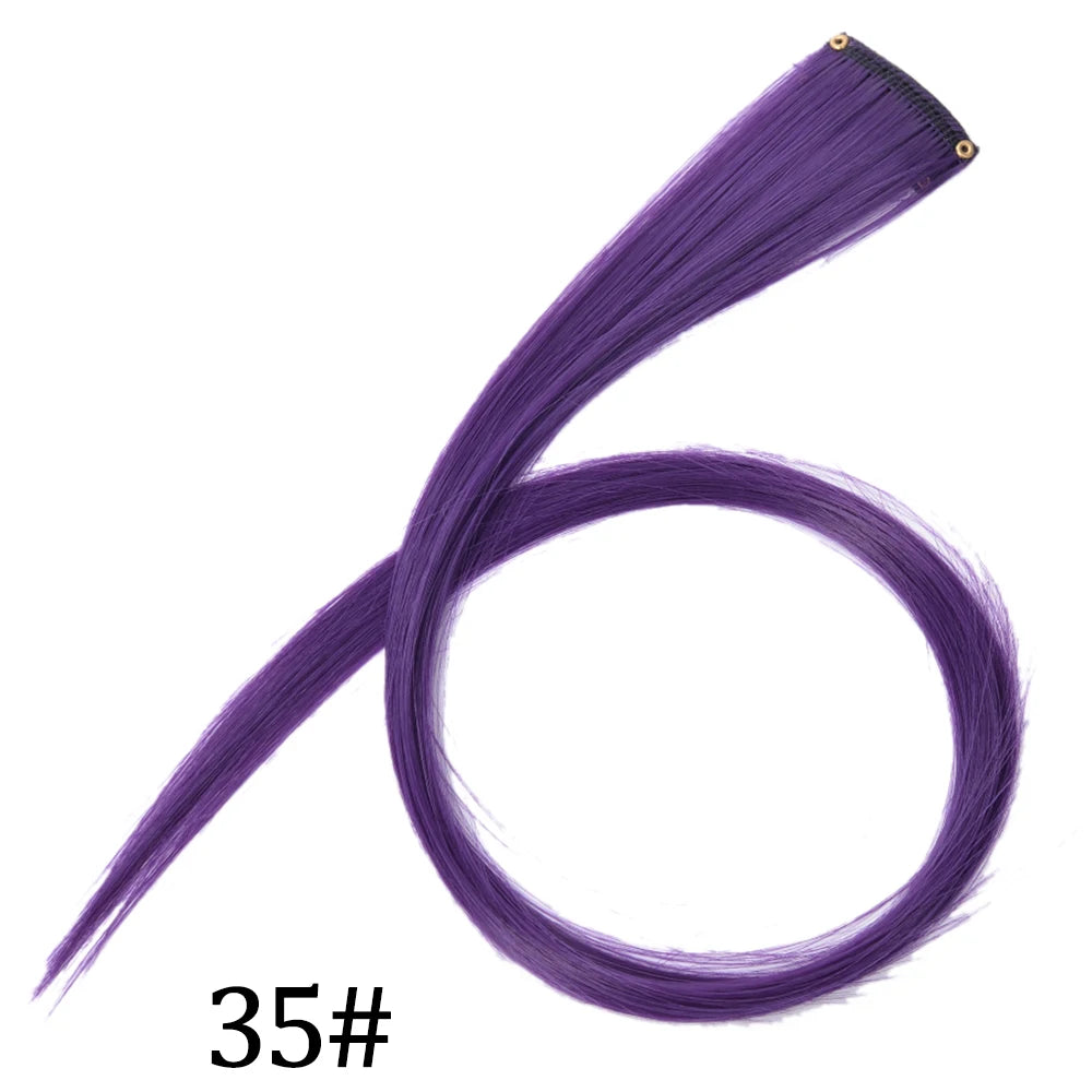 Synthetic Long Straight One Clip In Hair Extensions High Temperature Hairpieces Rainbow Colors Brown For White Women Chorliss