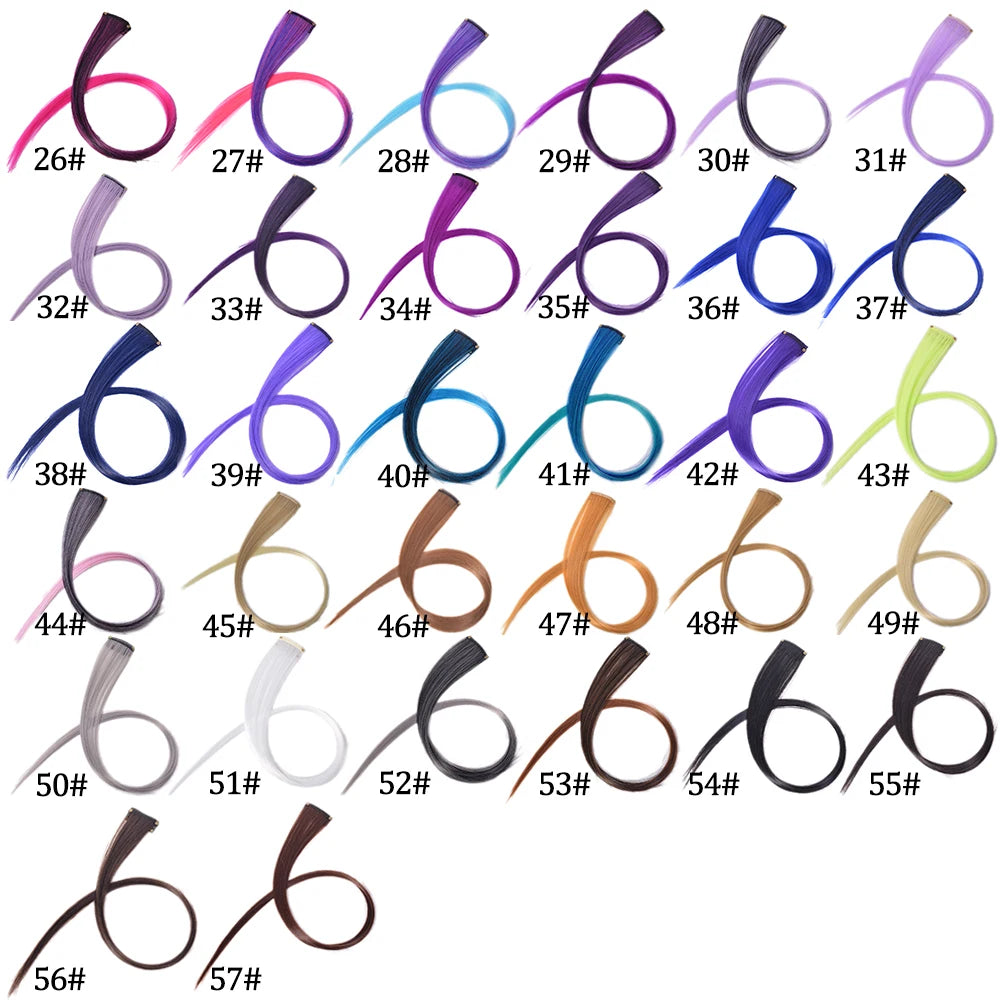 Synthetic Long Straight One Clip In Hair Extensions High Temperature Hairpieces Rainbow Colors Brown For White Women Chorliss