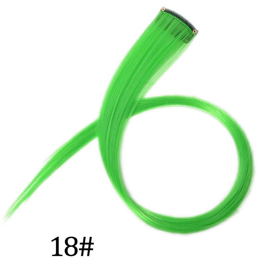 Synthetic Long Straight One Clip In Hair Extensions High Temperature Hairpieces Rainbow Colors Brown For White Women Chorliss