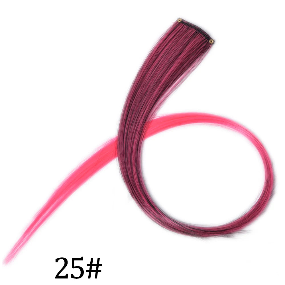 Synthetic Long Straight One Clip In Hair Extensions High Temperature Hairpieces Rainbow Colors Brown For White Women Chorliss