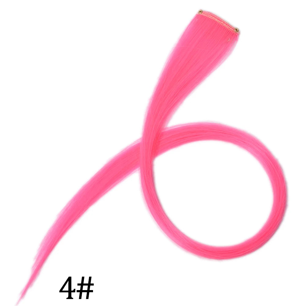 Synthetic Long Straight One Clip In Hair Extensions High Temperature Hairpieces Rainbow Colors Brown For White Women Chorliss