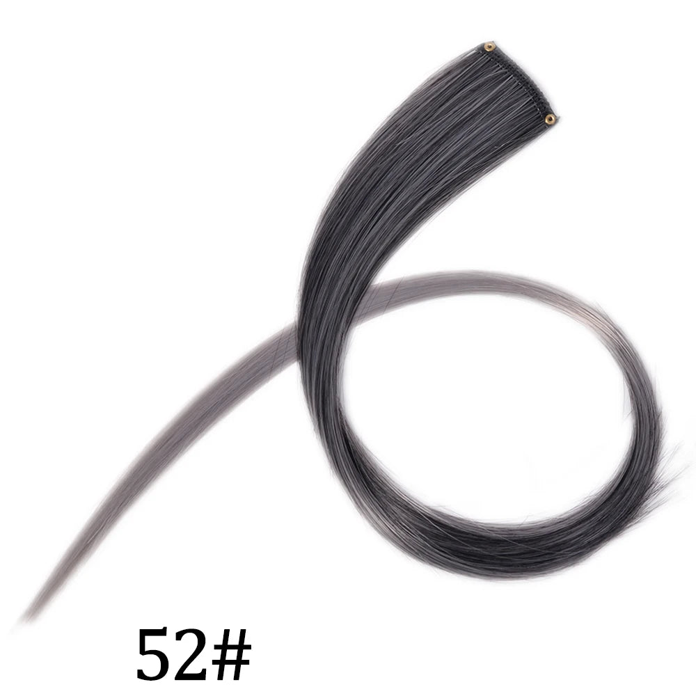 Synthetic Long Straight One Clip In Hair Extensions High Temperature Hairpieces Rainbow Colors Brown For White Women Chorliss