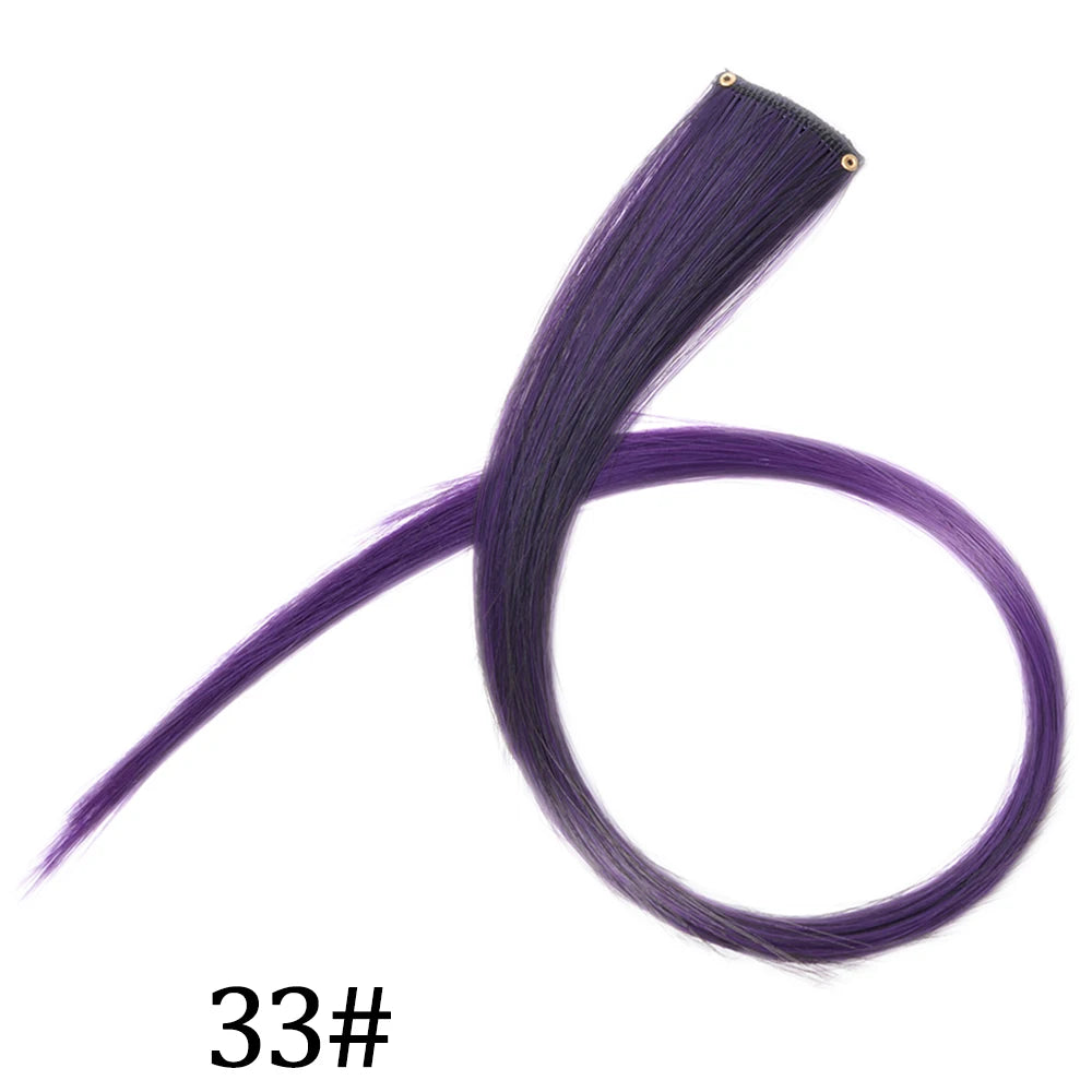 Synthetic Long Straight One Clip In Hair Extensions High Temperature Hairpieces Rainbow Colors Brown For White Women Chorliss