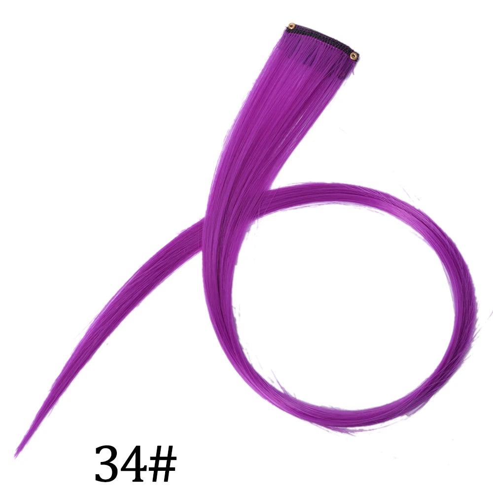 Synthetic Long Straight One Clip In Hair Extensions High Temperature Hairpieces Rainbow Colors Brown For White Women Chorliss