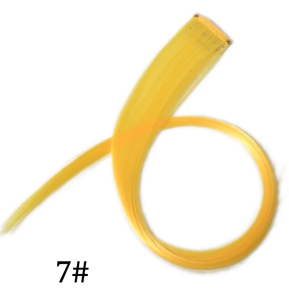 Synthetic Long Straight One Clip In Hair Extensions High Temperature Hairpieces Rainbow Colors Brown For White Women Chorliss