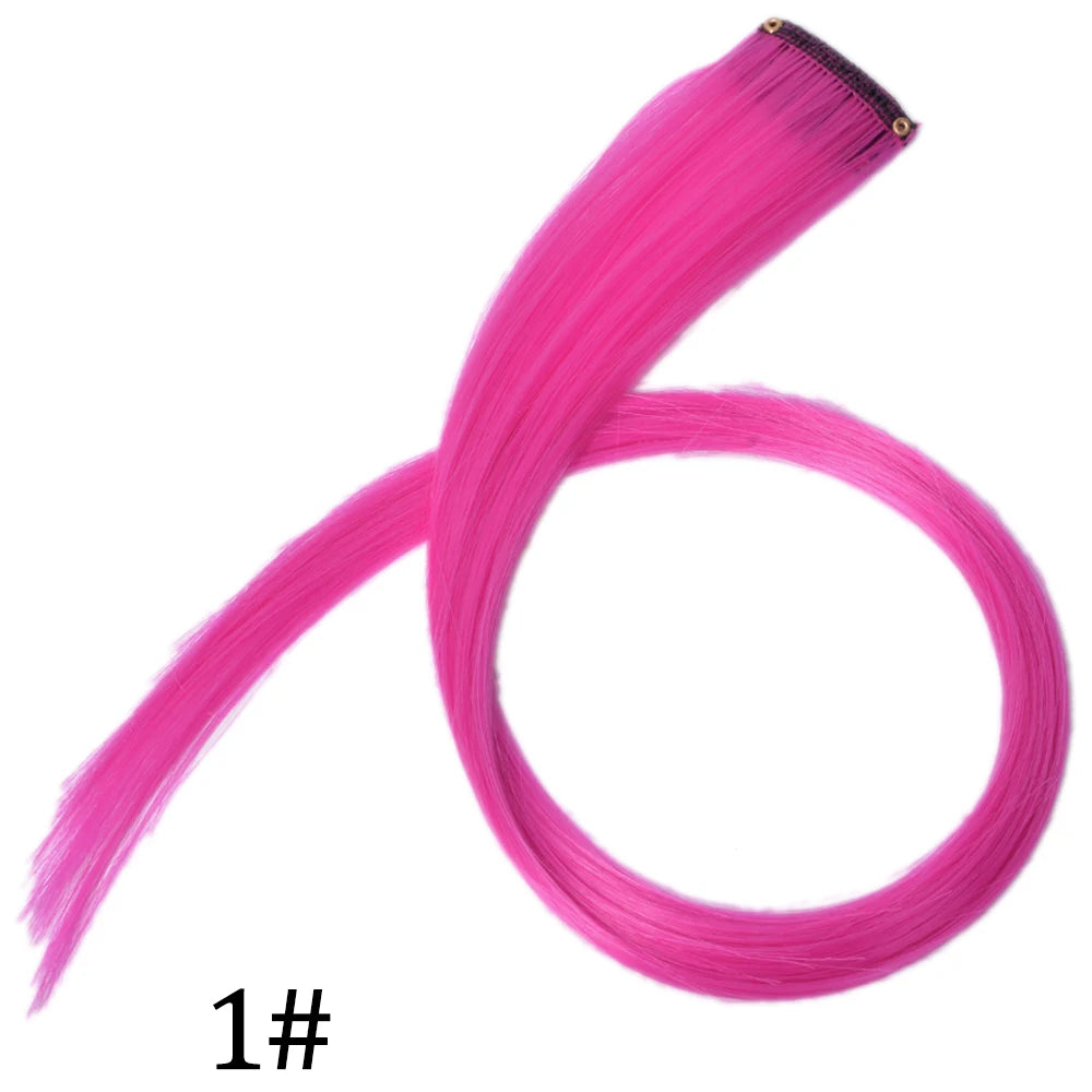 Synthetic Long Straight One Clip In Hair Extensions High Temperature Hairpieces Rainbow Colors Brown For White Women Chorliss