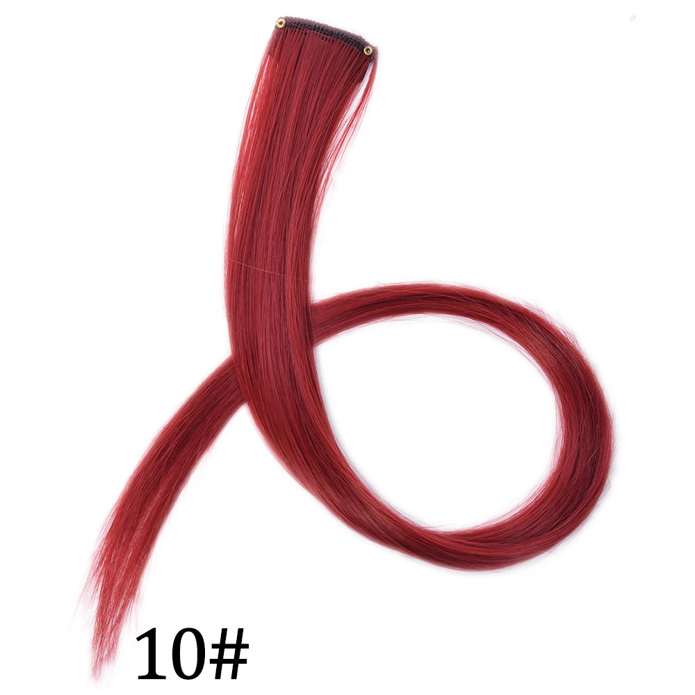 Synthetic Long Straight One Clip In Hair Extensions High Temperature Hairpieces Rainbow Colors Brown For White Women Chorliss