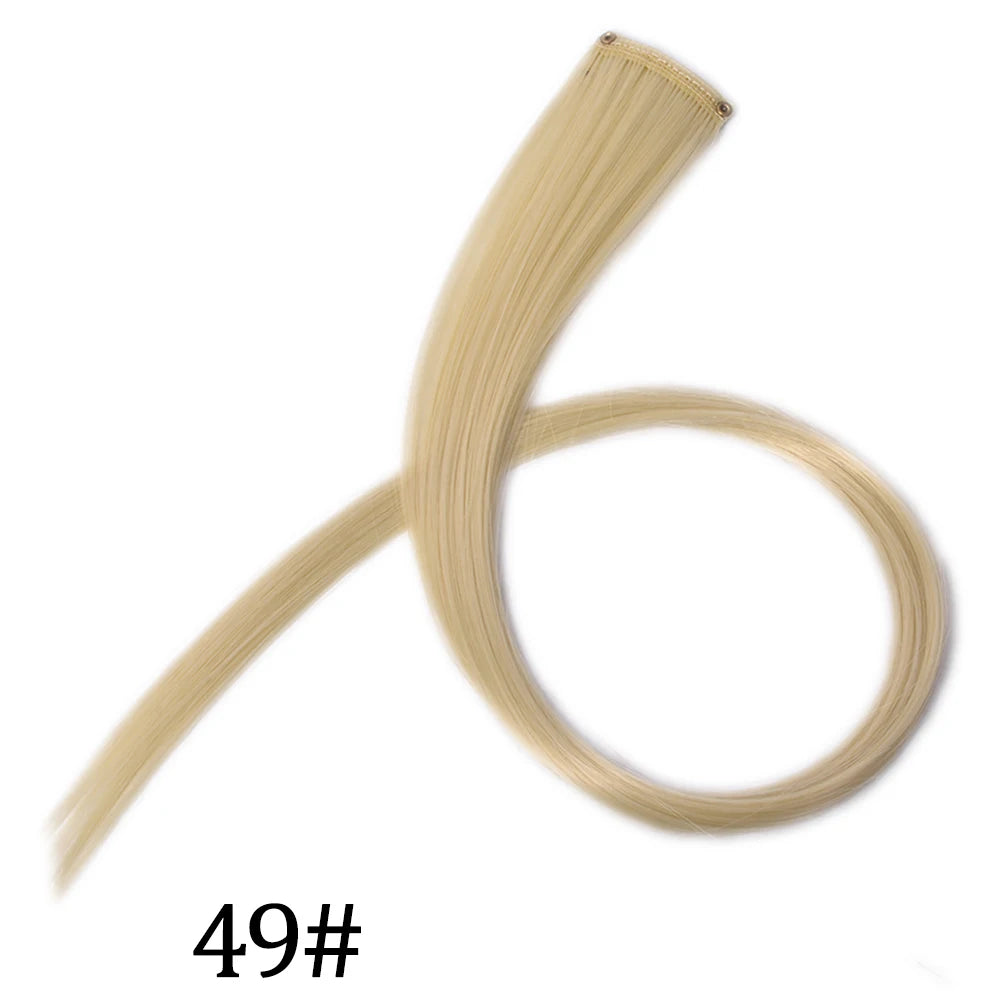 Synthetic Long Straight One Clip In Hair Extensions High Temperature Hairpieces Rainbow Colors Brown For White Women Chorliss