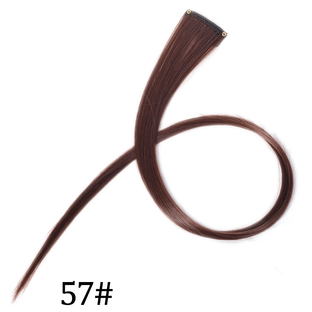 Synthetic Long Straight One Clip In Hair Extensions High Temperature Hairpieces Rainbow Colors Brown For White Women Chorliss