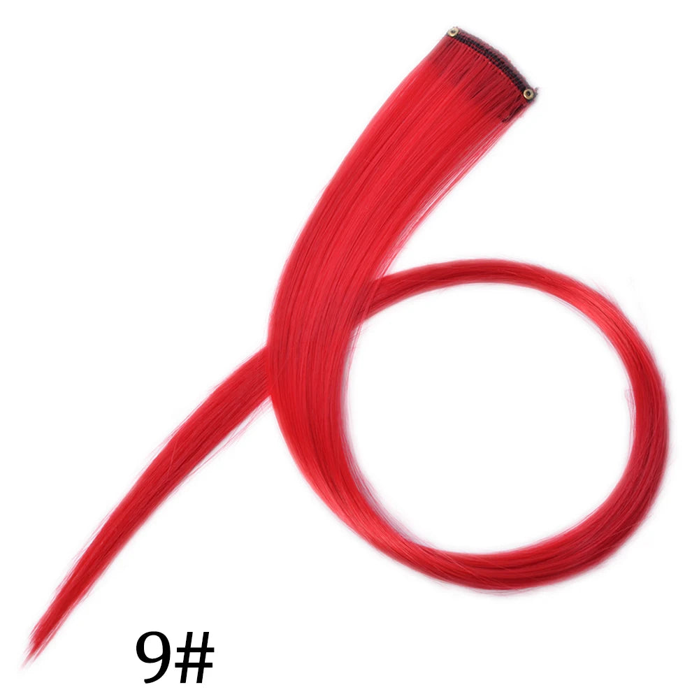 Synthetic Long Straight One Clip In Hair Extensions High Temperature Hairpieces Rainbow Colors Brown For White Women Chorliss