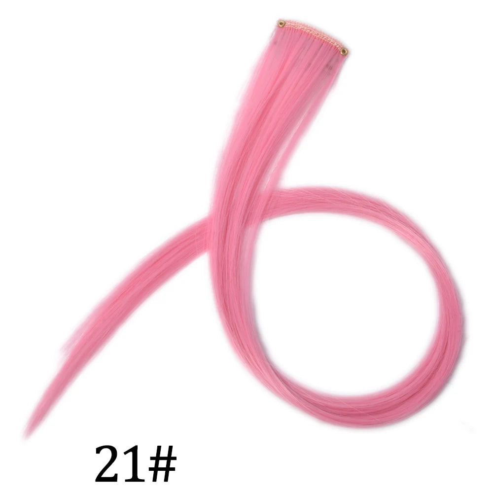 Synthetic Long Straight One Clip In Hair Extensions High Temperature Hairpieces Rainbow Colors Brown For White Women Chorliss