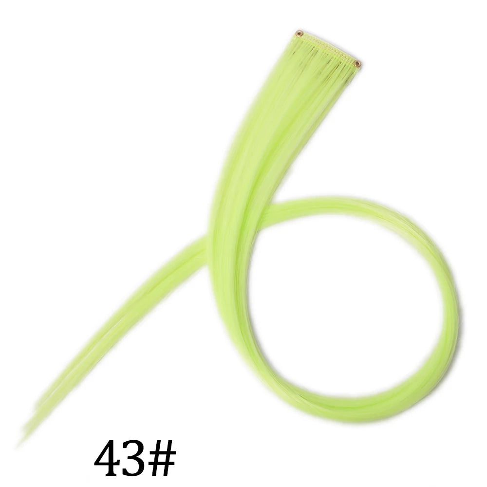 Synthetic Long Straight One Clip In Hair Extensions High Temperature Hairpieces Rainbow Colors Brown For White Women Chorliss