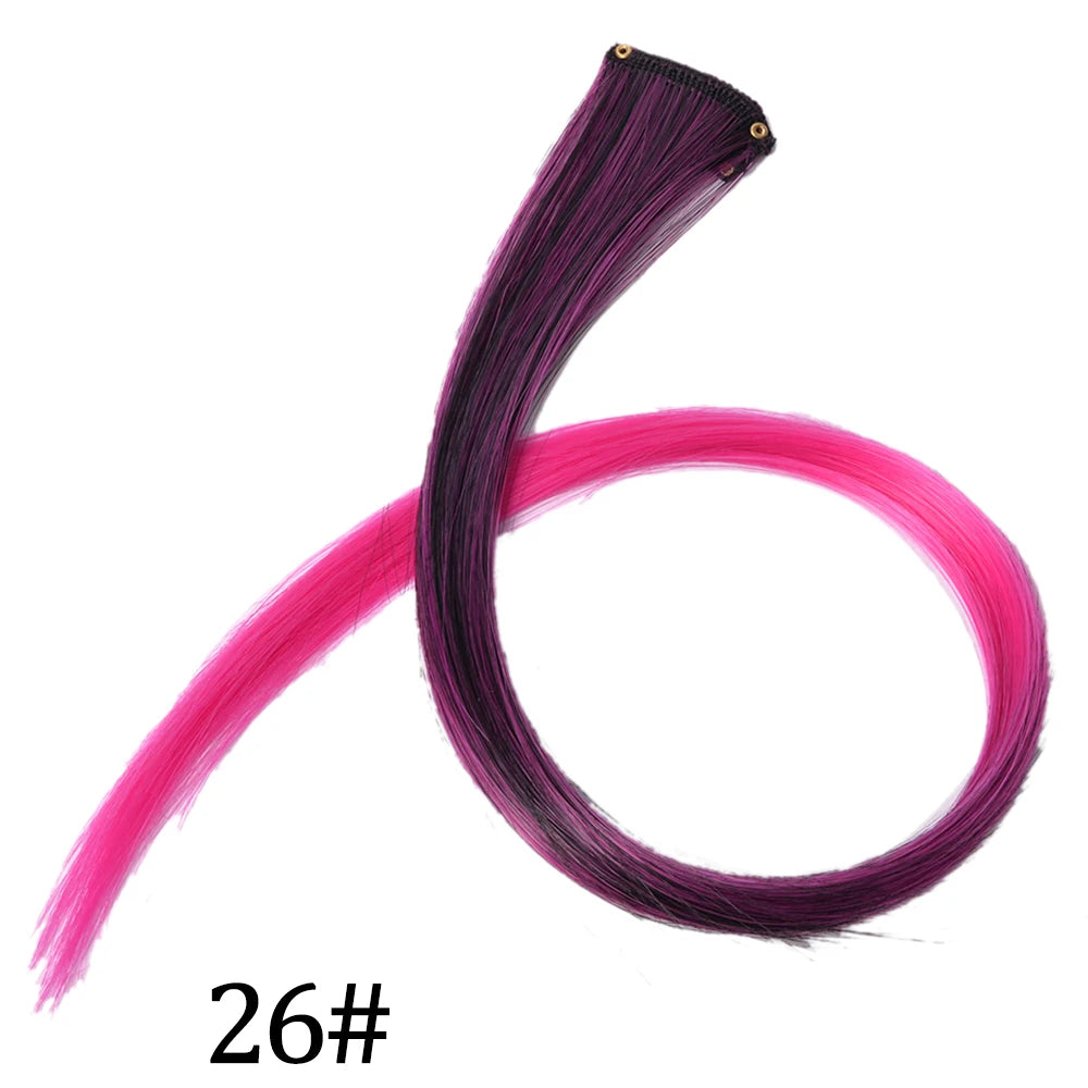 Synthetic Long Straight One Clip In Hair Extensions High Temperature Hairpieces Rainbow Colors Brown For White Women Chorliss