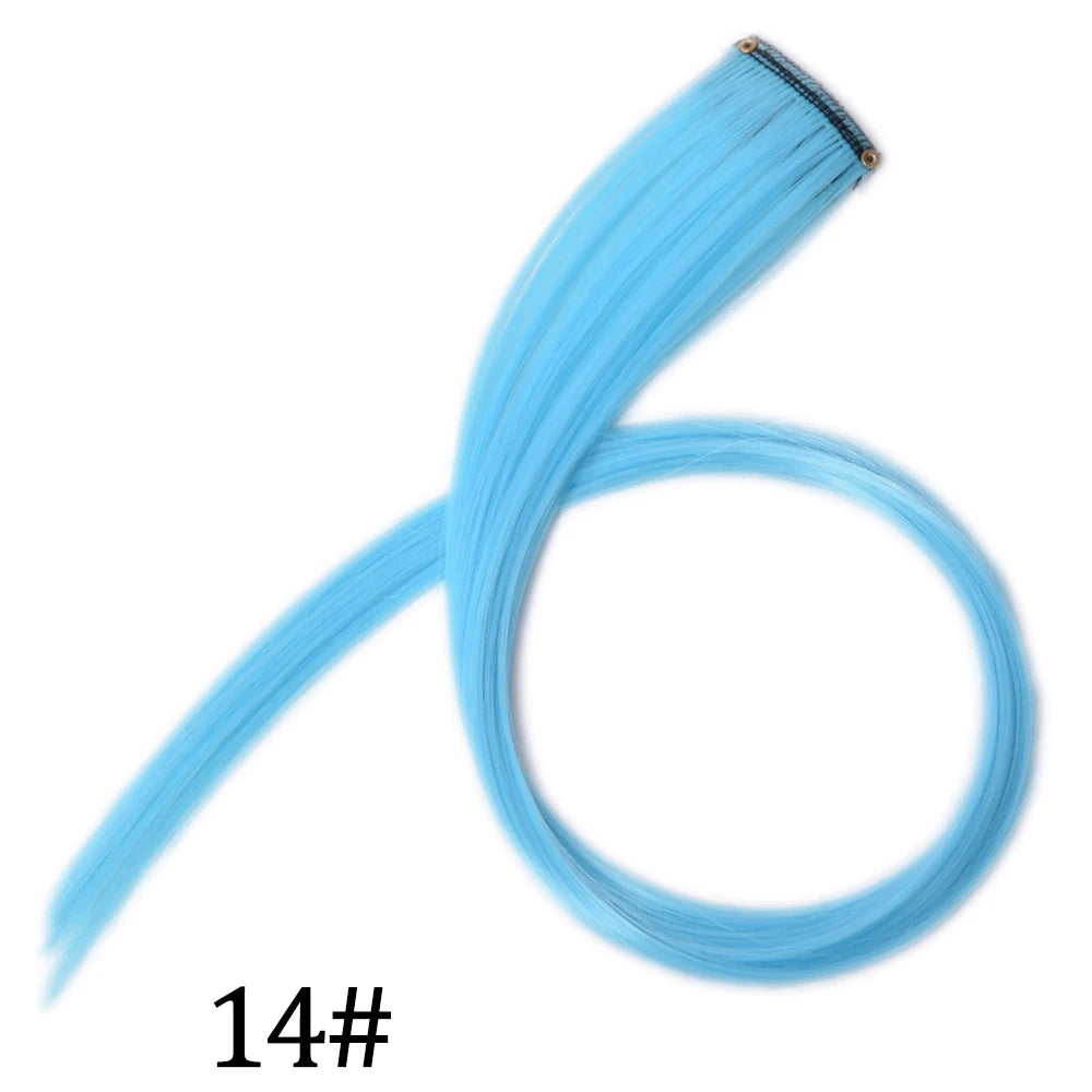 Synthetic Long Straight One Clip In Hair Extensions High Temperature Hairpieces Rainbow Colors Brown For White Women Chorliss