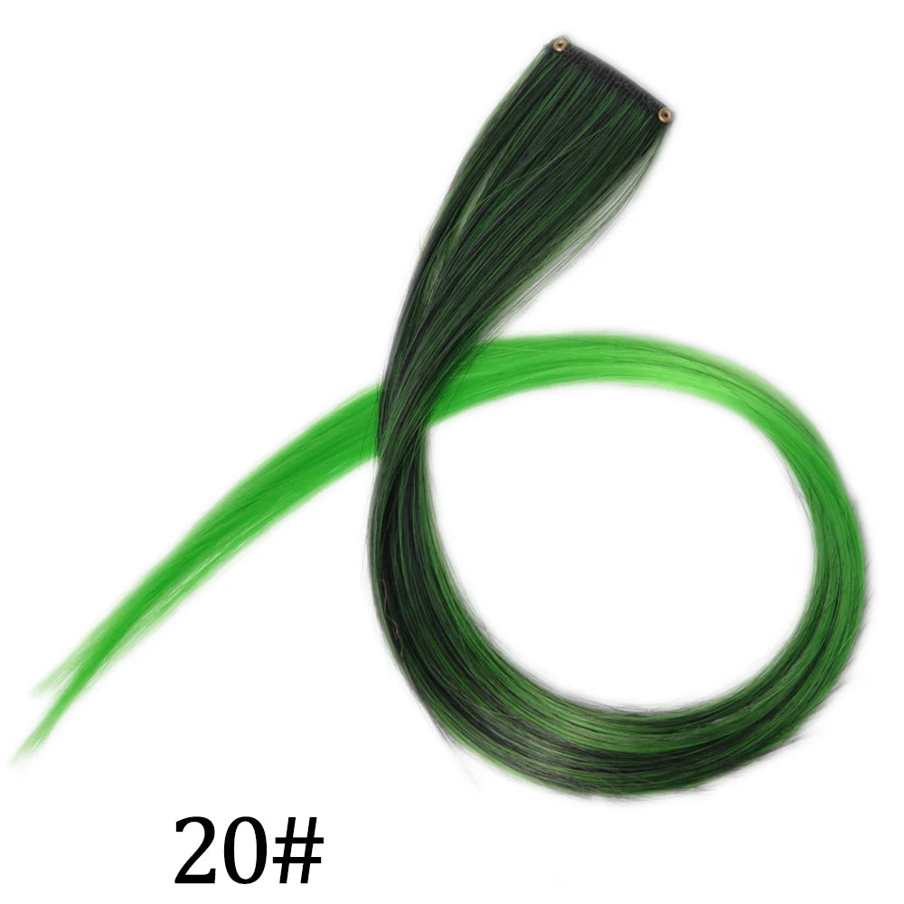 Synthetic Long Straight One Clip In Hair Extensions High Temperature Hairpieces Rainbow Colors Brown For White Women Chorliss