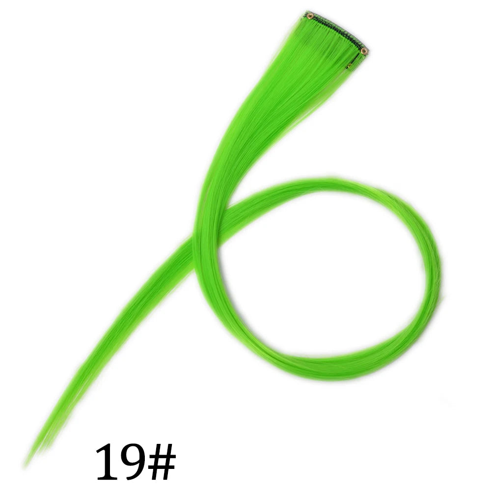 Synthetic Long Straight One Clip In Hair Extensions High Temperature Hairpieces Rainbow Colors Brown For White Women Chorliss