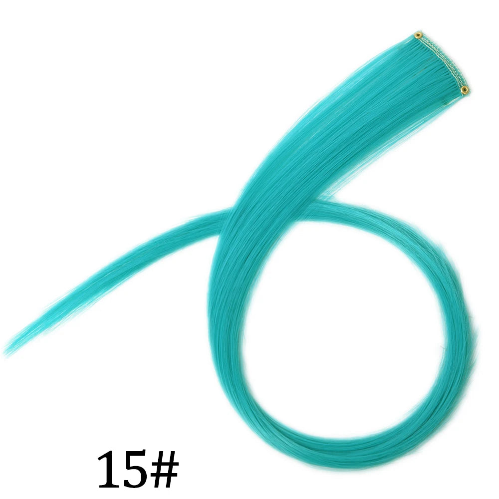 Synthetic Long Straight One Clip In Hair Extensions High Temperature Hairpieces Rainbow Colors Brown For White Women Chorliss