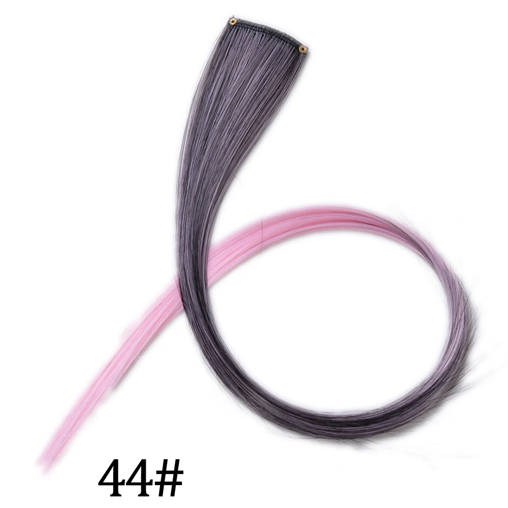 Synthetic Long Straight One Clip In Hair Extensions High Temperature Hairpieces Rainbow Colors Brown For White Women Chorliss