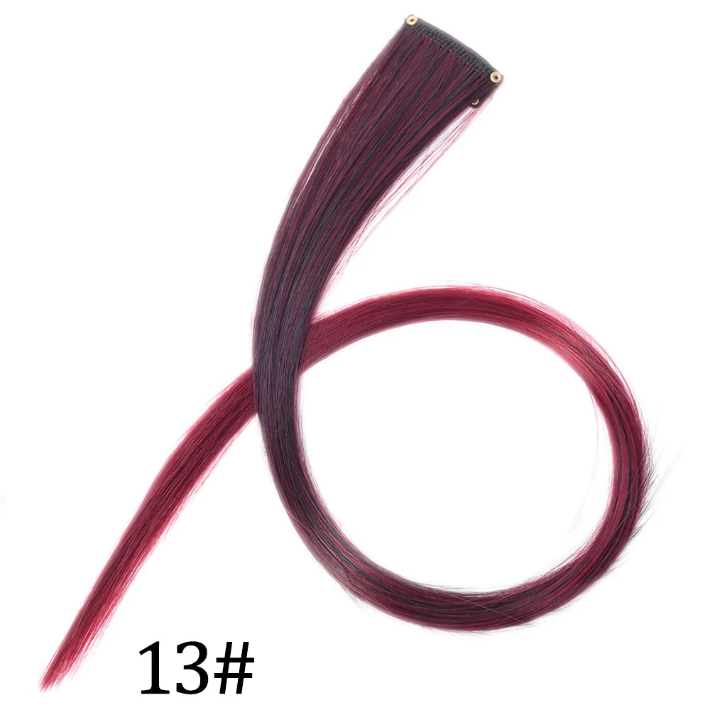 Synthetic Long Straight One Clip In Hair Extensions High Temperature Hairpieces Rainbow Colors Brown For White Women Chorliss