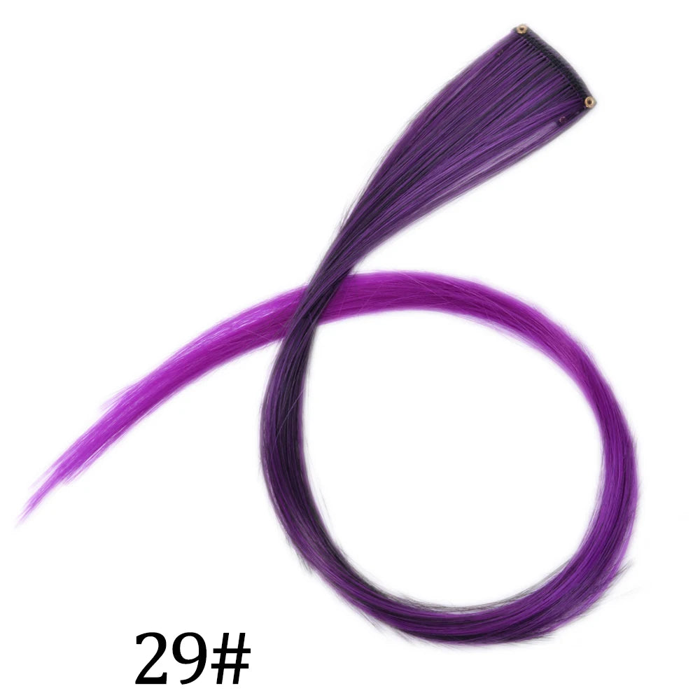 Synthetic Long Straight One Clip In Hair Extensions High Temperature Hairpieces Rainbow Colors Brown For White Women Chorliss