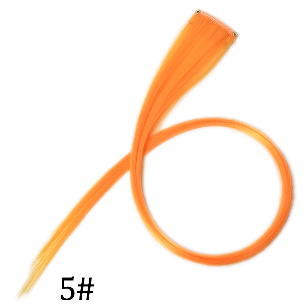 Synthetic Long Straight One Clip In Hair Extensions High Temperature Hairpieces Rainbow Colors Brown For White Women Chorliss