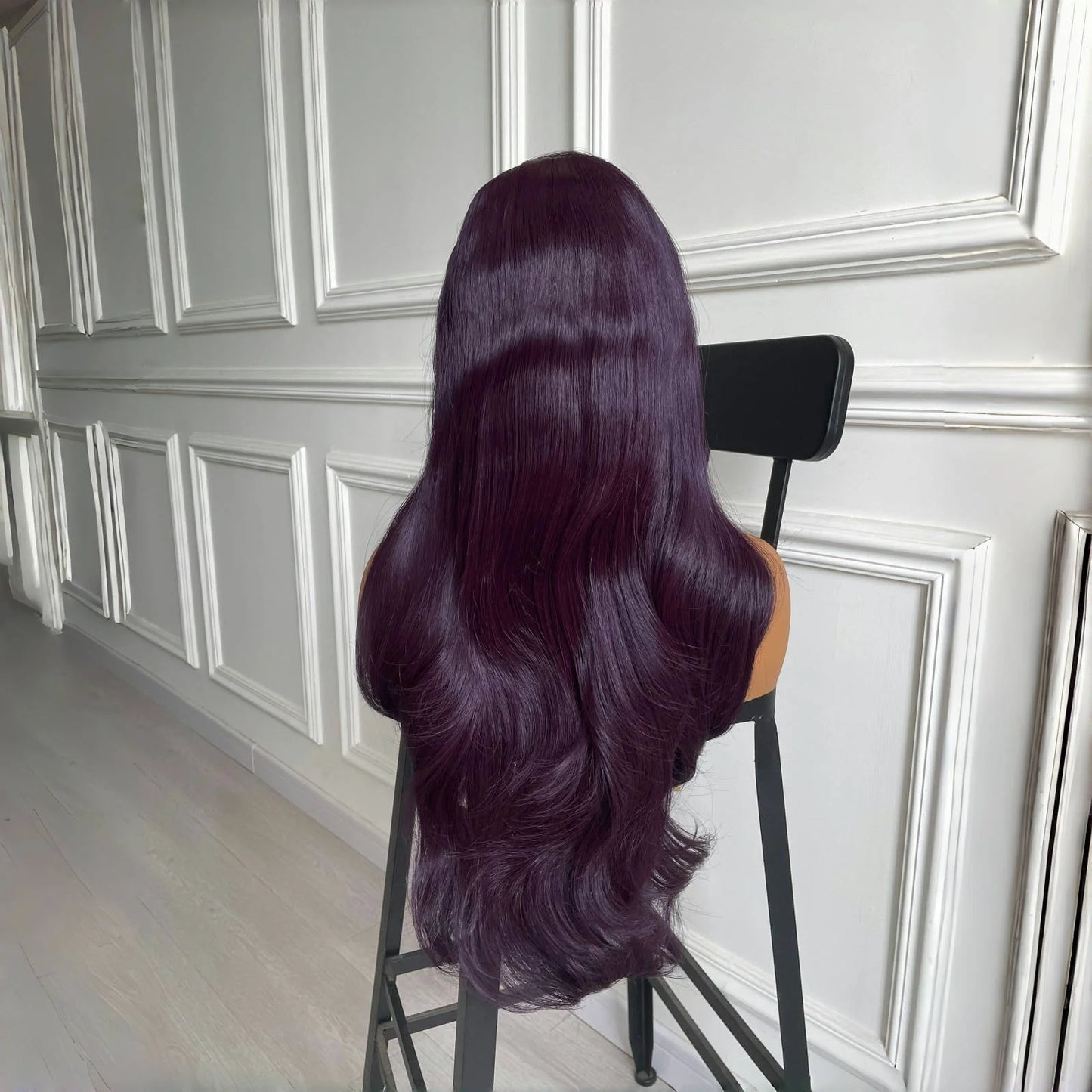 13X4 Dark Purple Wig Synthetic Hair Natural Wavy Lace Front Wig Body Wave Long Hair Colored Lace Frontal Wigs for Women Party