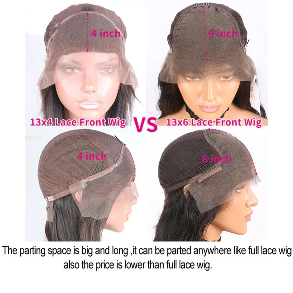 HD Transparent 13x6 Lace Front Human Hair Wigs For Women Pre Plucked Raw Indian Bone Straight 13x4 Lace Frontal Human Hair Wigs