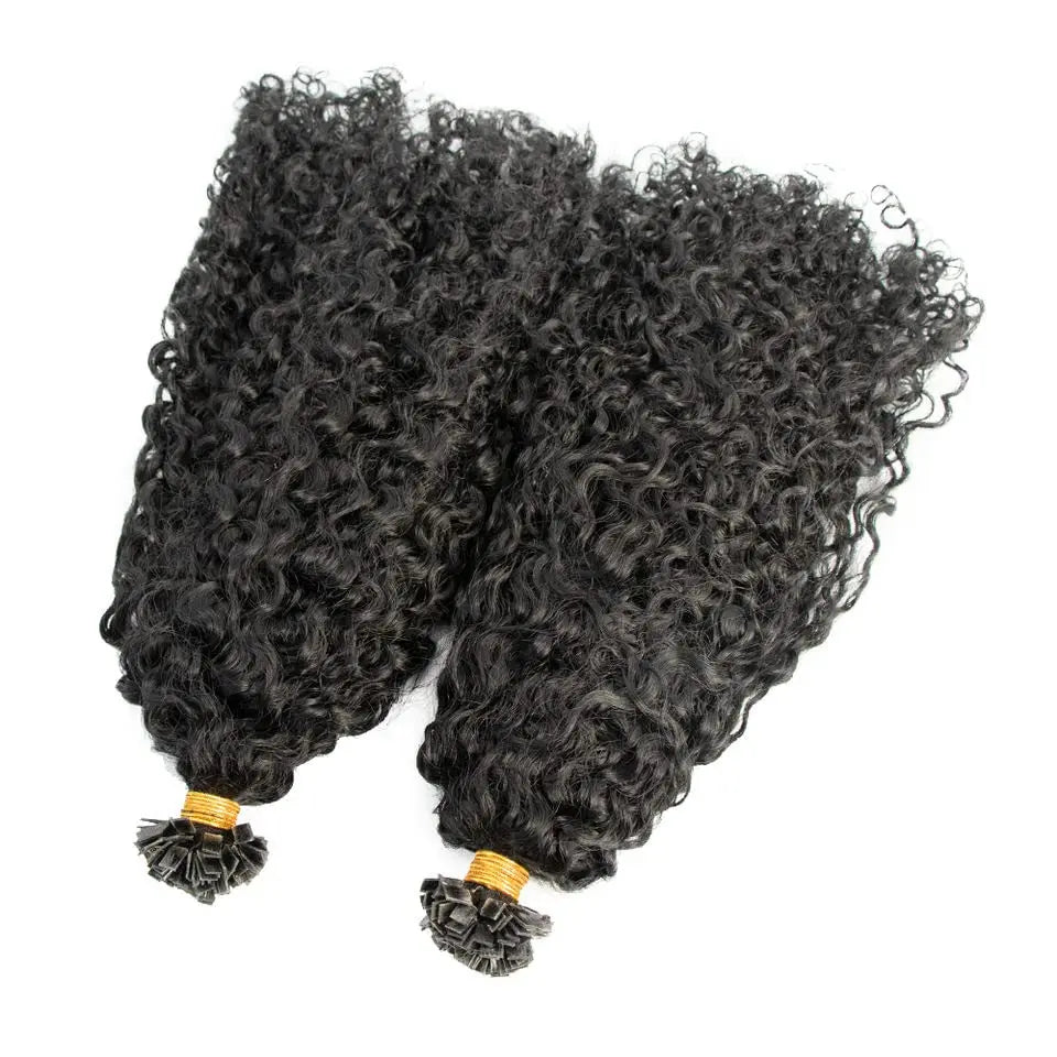 Sassy Curly Flat Tip Human Hair Extension Brazilian Remy Hair Pre Bonded Keratin Fusion K Tip Hair 100g 100Pcs