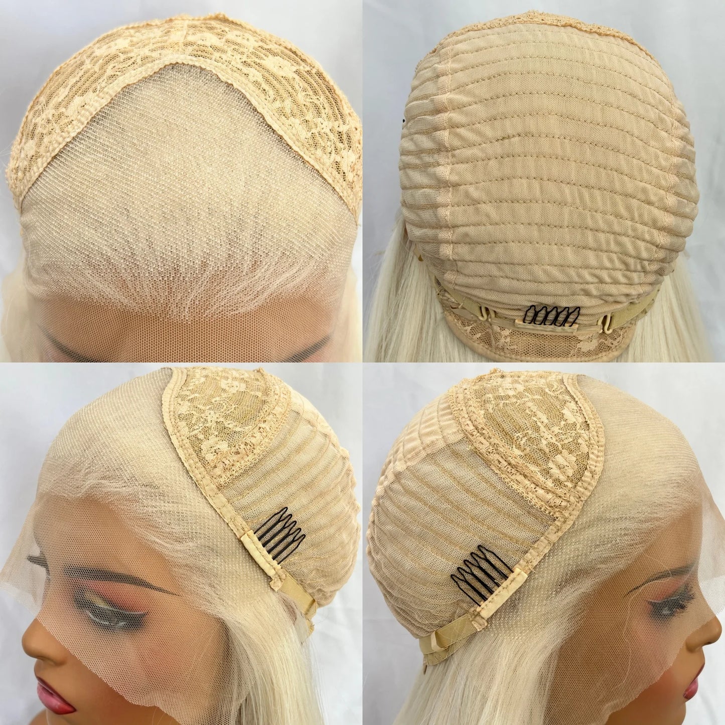 Platinum Blonde Synthetic Lace Front Wig Pre Plucked Long Silky Straight White Blonde 13X4 Heat Resistant Fiber Wigs for Women