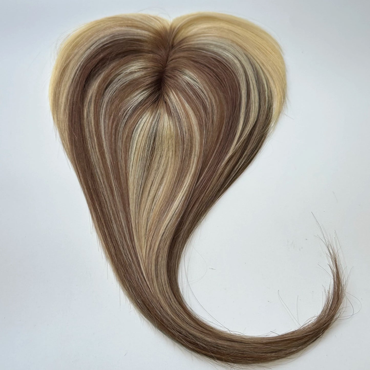 Human Hair Topper For Women Toppers With Bangs Clips In Hairpieces 100% Human Hair Wigs Natural Straight Hair Blonde Silk Base