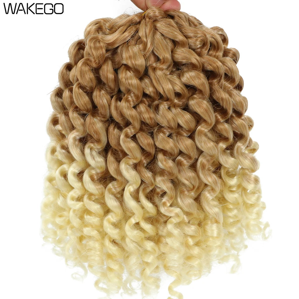 8 Inches Jamaican Bounce Crochet Hair Jumpy Wand Curl Crochet Braids Hair Ombre Brown Synthetic Curly Braiding Hair For Women