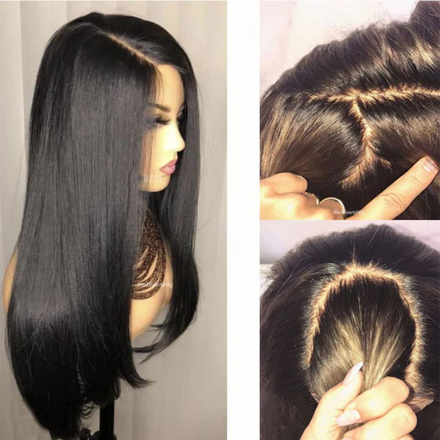 5x5 Silk Top Full Lace Human Hair Wig Silky Straight Peruvian Remy Hair Pre Plucked Silk Base Full Lace Wig With Baby Hair