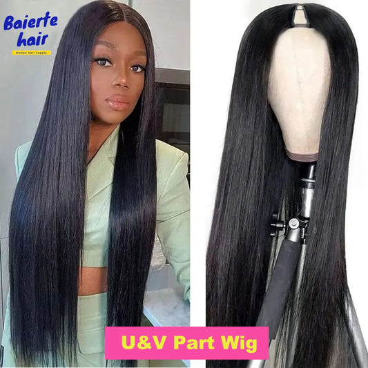 250 Density Straight Hair V part Wig 16-34Inches Upgrade Brazilian Glueless Wigs For Women 100% Human Hair Head Clip In Half Wig