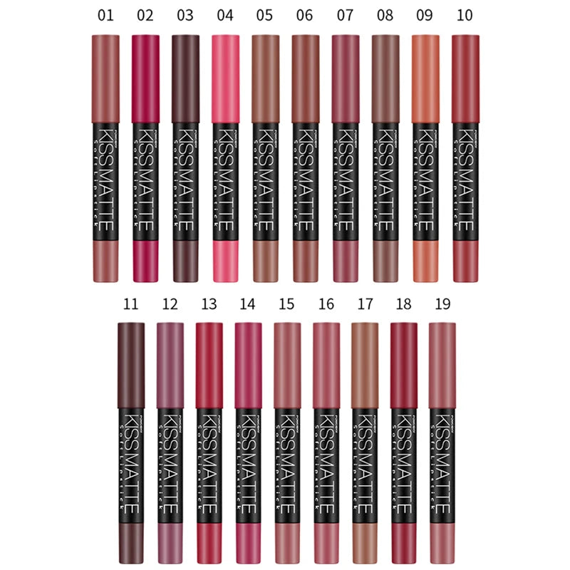 19 Colors Sexy Matte Lip Stick Lipliner Lip Liner Pencil Lasting Nude Rotatable Lipsliner Pen Set Beauty Makeup Tool Cosmetic