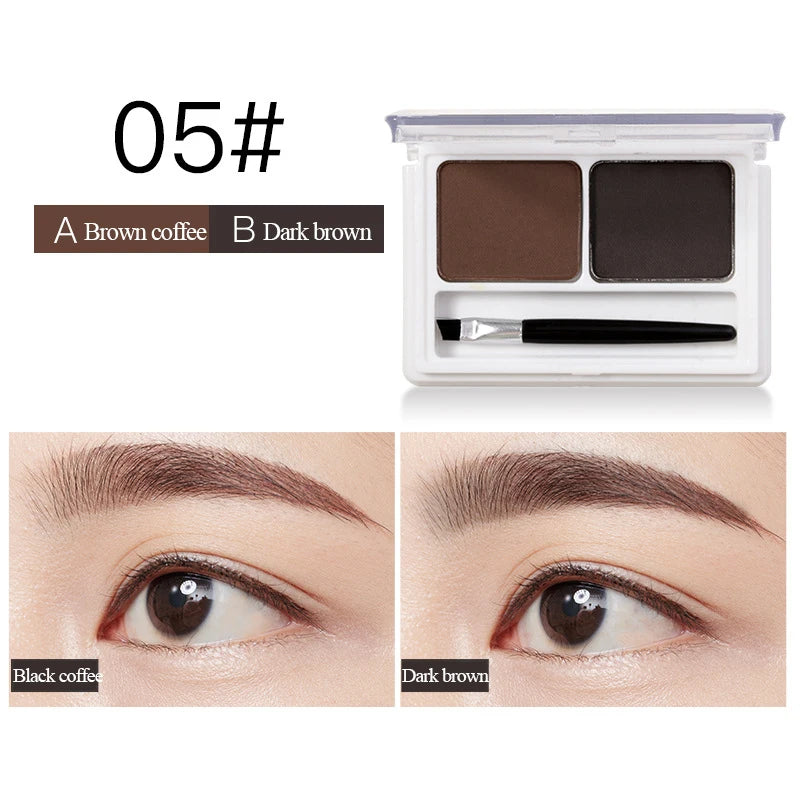 2Color Eyeshadow Powder Makeup Black Brown Coffee Waterproof Eyebrow Powder Eye Shadow Eye Brow Palette with Brush Eyebrow Cream