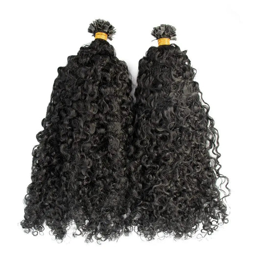 Sassy Curly Flat Tip Human Hair Extension Brazilian Remy Hair Pre Bonded Keratin Fusion K Tip Hair 100g 100Pcs